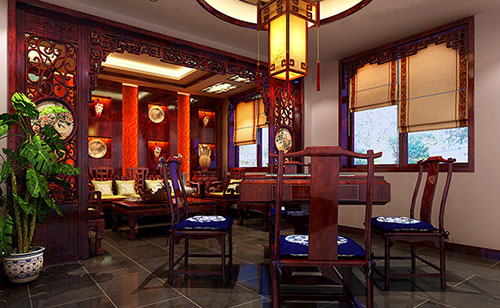 新郑古典中式风格茶楼包间设计装修效果图